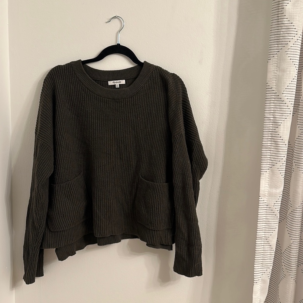 Green cropped Madewell sweater